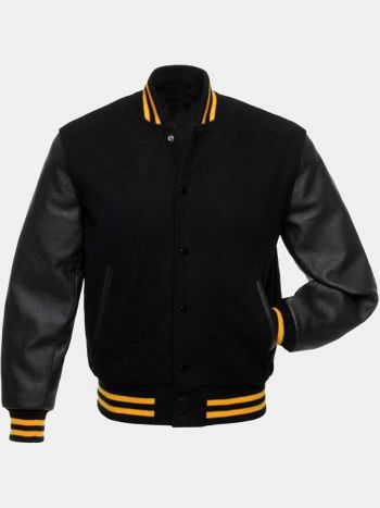 Men Black Baseball Varsity Jacket